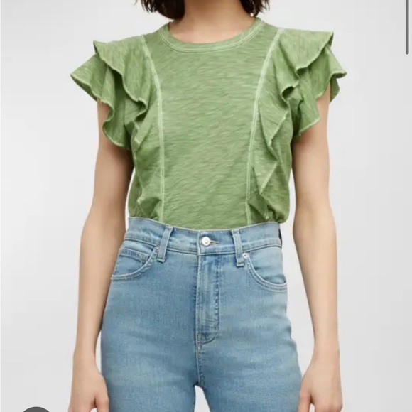 Veronica Beard Tops - Veronica Beard Green Ruffle Sleeve Women's Top NWT